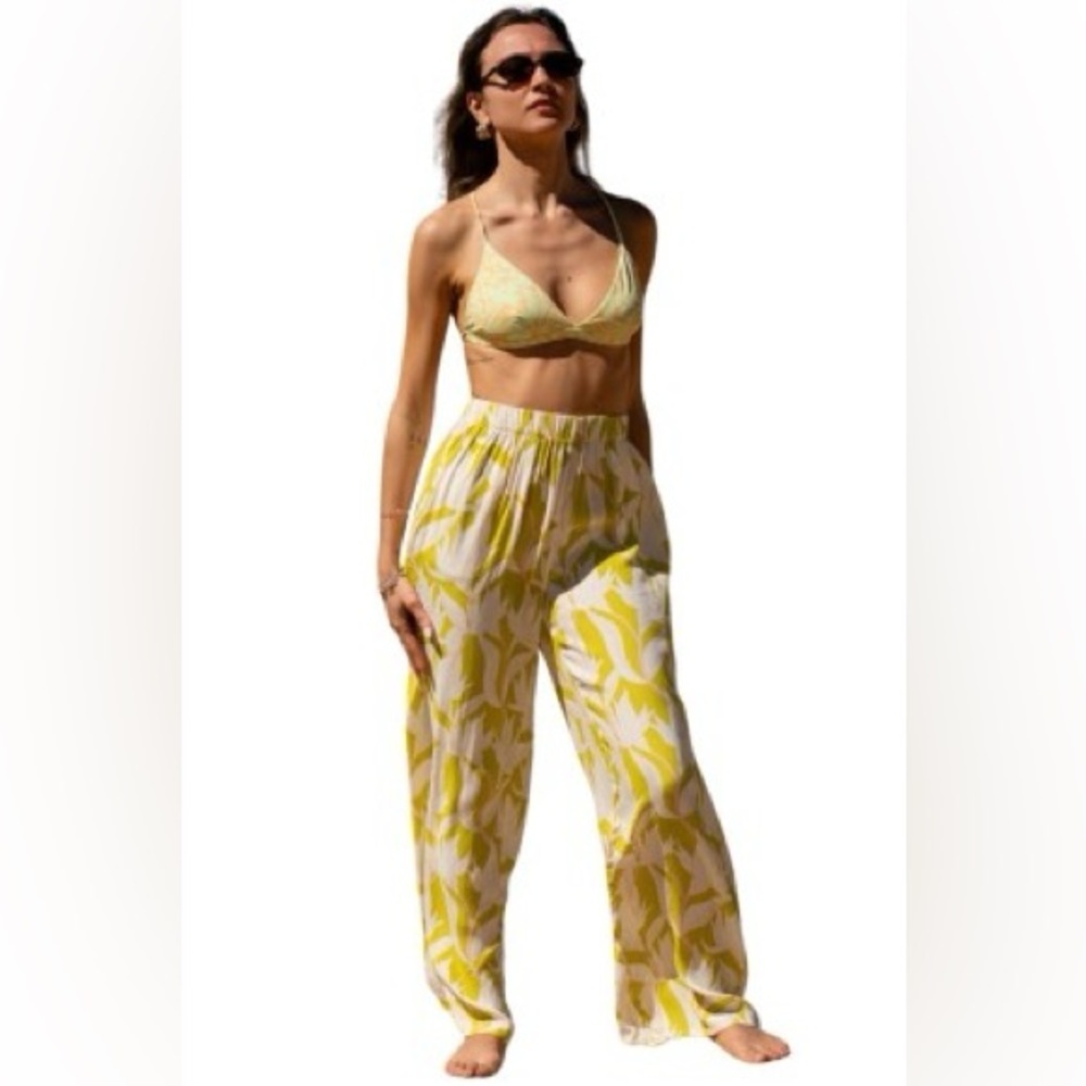 🌸Women’s Sun-Kissed Tropical High-Waisted Wide-Leg Pants - Size L